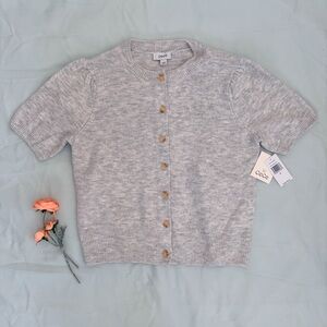 CeCe Light Grey Button Up Knit Short Sleeve Cardigan - Size S - NWT
